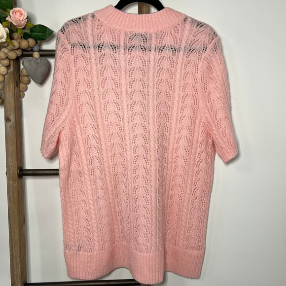 Torrid Short Sleeve Pointelle Pullover Crewneck Pink Sweater Size‎ 2X - Picture 5 of 7